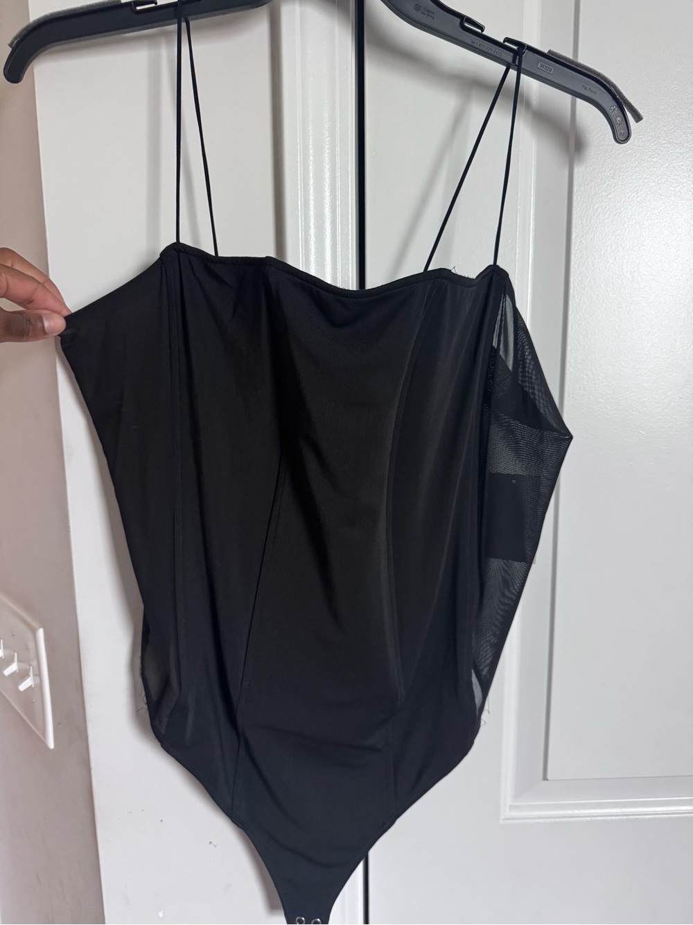 Good American (thin strapped) Black Mesh Paneled Bodysuit